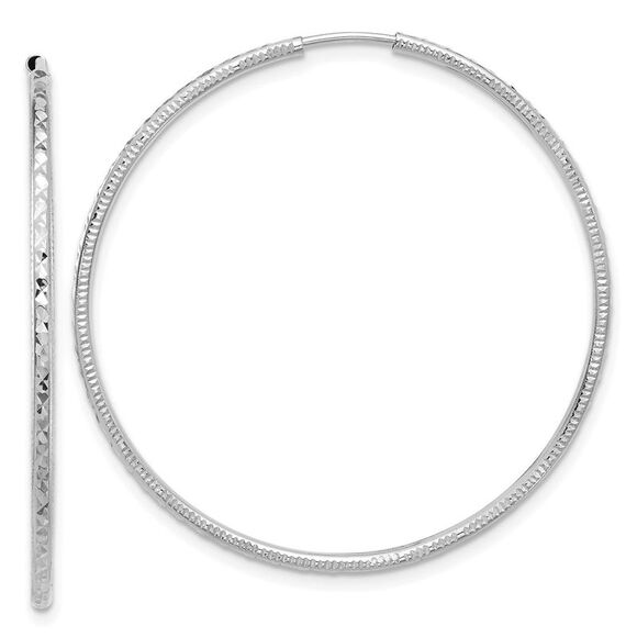 Kazi Luxury 14k White Gold D/C 1.50mm Endless Hoop Earrings